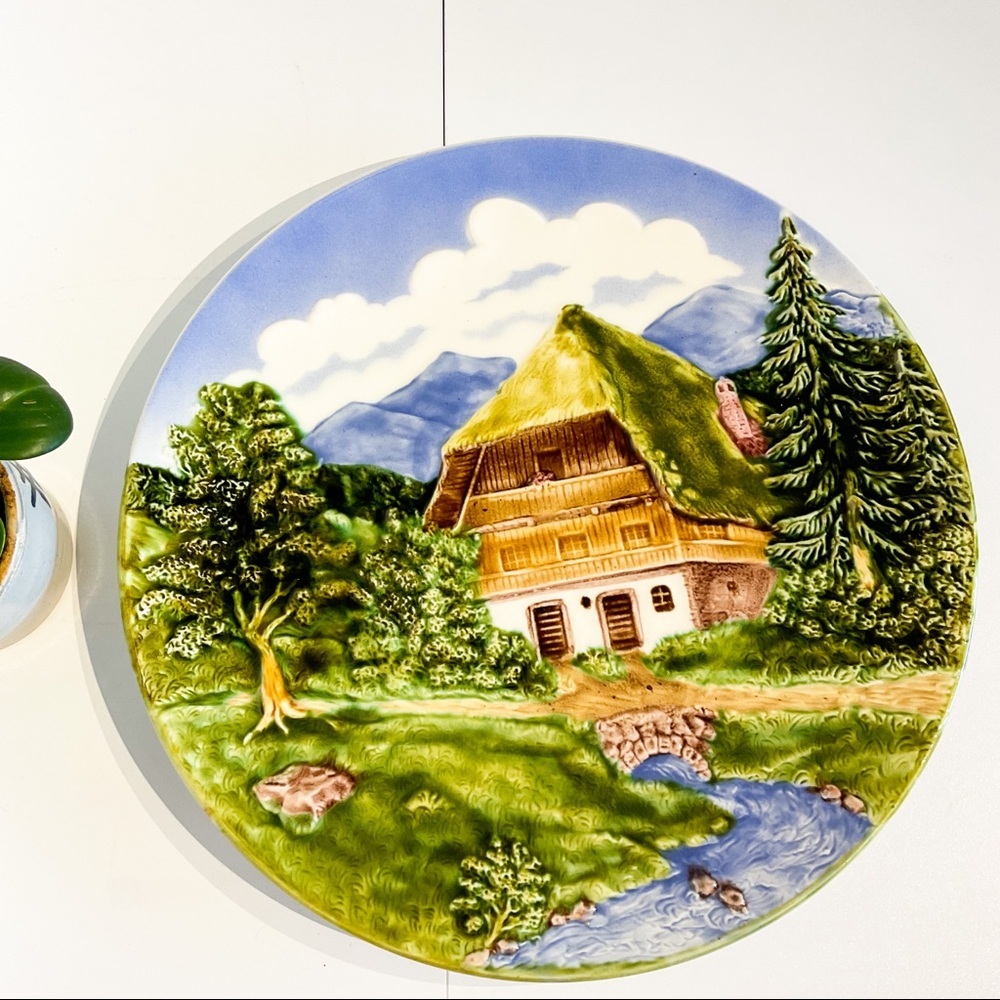 Handpainted Vintage German Plate Wall Hanging